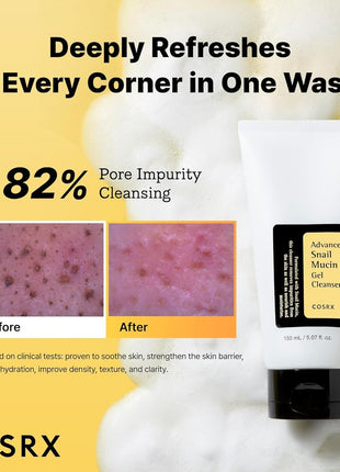 COSRX Snail Mutin Gel Cleanser, 5.1 fl oz (150 ml), Snail Cleanser, Cleanser, Face Wash, Foam Cleanser, Worried Skin, Dry Skin, Hydration, Moisturizing, Makeup Removal, Basic Cosmetics, Korean Cosmetics, Korean Skin Care