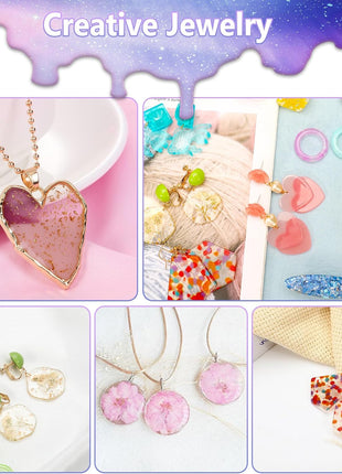 KISREL UV Resin Jewelry Making Kit, 300g Crystal Clear Resin with Light and Molds, DIY Jewelry Making Kit, Resina Starter Kits for Keychain and Earring