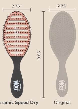 Wet Brush Ceramic Speed Dry Hair Brush, Black - Vented Design & Soft HeatFlex Bristles for Blow-Dry Safe Styling - Ergonomic Handle for Pain-Free Detangling - Hair Accessories for All Hair Types