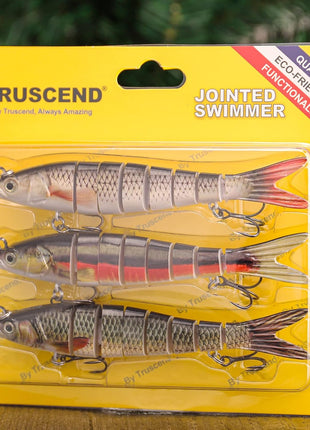 TRUSCEND Easy Catch Swimmax with BKK Hooks, Magic Noisy Wiggling and Vibrating Actions for More Bites, Lifelike Fishing Lures for Bass Trout Walleye Crappie, Strongest Dyneema Fiber Jointed Swimbaits