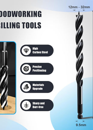 1/2 inchx 24 inch Auger Drill Bit for Wood,Hex Shank Tri Flute Wood Drill Bit for Soft and Hard Wood,Plastic,Drywall and Composite Materials