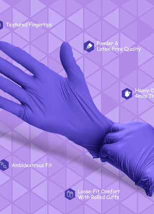 PEIPU Nitrile Gloves,Disposable Cleaning Gloves,(Medium, 100-Count) Powder Free, Latex Free,Rubber Free,Ultra-Strong,Food Handling Use, Single Use Non-Sterile Protective Gloves