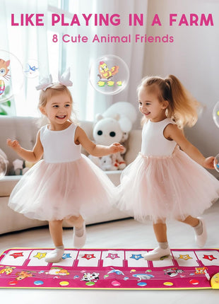Floor Piano Mat, Toddler Girl Toys Musical Mat, 1 2 3 Year Old Girl Gifts | Keyboard Floor Playmat, 39.5" Electronic Music Animal Sound Touch Play Blanket, Dancing Mat