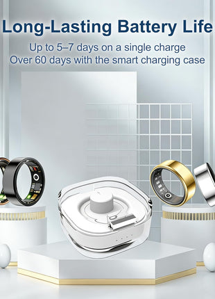 Smart Ring Health & Fitness Tracker for Men & Women, Heart Rate, SPO2, Sleep & Activity Monitoring, IP68 Waterproof, Long Battery Life, Family Care Mode, No Subscription Fee (Gold, 8)