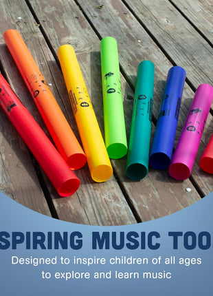 Constructive Playthings Boomwhackers Music Sensory Sound Tubes, Set of 8 | C to C Scale Musical Sound Tube, Classroom Instruments for Kids, Diatonic Set of 8