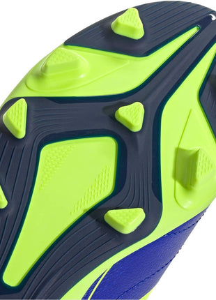 adidas Unisex-Kids Goletto IX Firm Ground/Multi Ground Soccer, Lucid Blue/Lucid Lemon/Dark Blue, 1