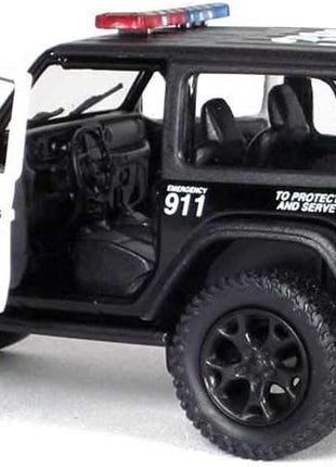 KiNSMART - Jeep Wrangler Rubicon Off Road 4x4 5 inch 1:34 Scale Die Cast Model Replica Toy Car (Rescue Police)