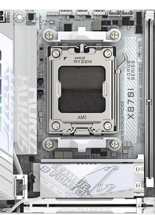 GIGABYTE X870I AORUS PRO ICE AMD AM5 LGA 1718 Motherboard, Mini-ITX, DDR5, 2X M.2, PCIe 5.0, USB-C, WIFI7, 2.5GbE LAN, EZ-Latch, 5-Year Warranty