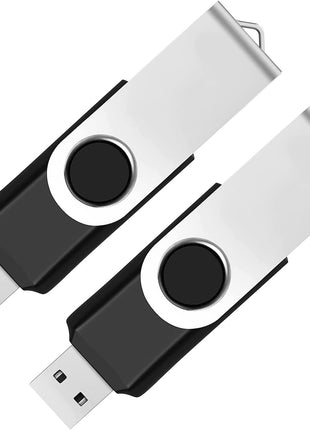 2 Pack 64GB USB Flash Drive USB 2.0 Thumb Drives Jump Drive Fold Storage Memory Stick Swivel Design - Black