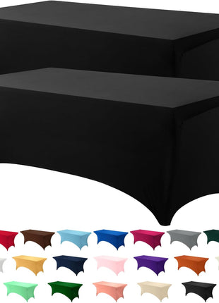 Utopia Kitchen Spandex Table Cloth 2 Pack [6FT, 72Lx30Wx30H Inch, Black] | Tight, Fitted, Washable and Wrinkle Resistant Stretch Rectangular Patio Table Cover for Event, Wedding, Banquet & Parties