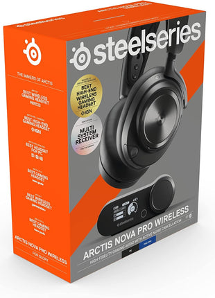 SteelSeries Arctis Nova Pro Wireless Multi-System Gaming Headset - Premium Hi-Fi Drivers - Active Noise Cancellation - Infinity Power System - Stealth Retractable Mic - PC, PS5/PS4, Switch, Mobile