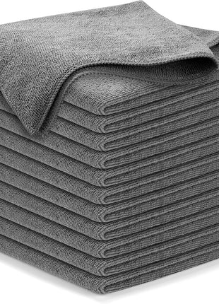USANOOKS Microfiber Cleaning Cloth Grey - 12 Pcs (12.5 inchx12.5 inch) - High Performance - 1200 Washes, Ultra Absorbent Microfiber Towel Weave Grime & Liquid for Streak-Free Mirror Shine - Car Washing Cloth