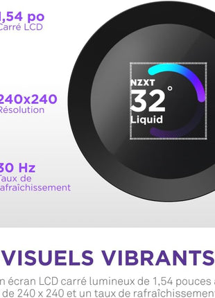 NZXT Kraken Plus 240 – AIO CPU Liquid Cooler – 240mm Radiator – 2 x F120P Fans – Customizable 1.54 inch Square LCD – AMD® AM5, AM4 – Intel® LGA 1851/1700, 1200/115X – Black