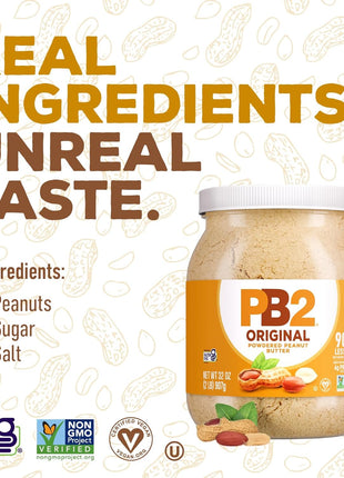 PB2 Original Powdered Peanut Butter - [32 Ounce Jar] 6g of Protein, 90% Less Fat, Certified Gluten Free, Only 60 Calories per Serving, Perfect for Protein Shakes, Smoothies, and Low-Carb, Keto Diets