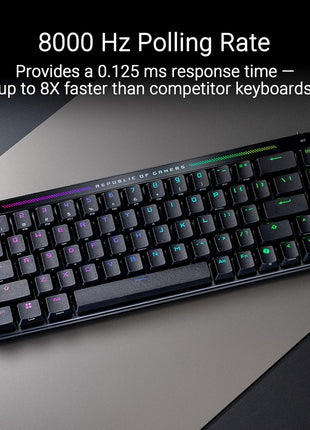 ASUS ROG Falchion Ace HFX Hall Effect Gaming Keyboard 65% TKL, Dual USB-C, Magnetic Switches, Rapid Trigger, Speed Tap, 8000 Hz Polling, Touch Panel, Portable, Protective Cover, PBT Keycaps - Black