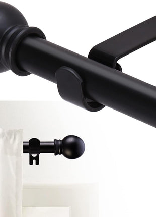 GXOACKJ Curtain Rods for windows 32-48 inch, 5/8 inch Decorative Curtain Rod Set, Matte Black Splicing Heavy Duty Metal Curtain Rod with Brackets
