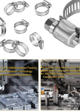 WINL Stainless Steel Hose Clamps - 16 Pack Worm Gear Drive Hose Clamps SAE 16 Clamping Range 3/4 Inch to 1-1/2 Inch (19mm-38mm) for Automotive Plumbing, 3/4'', 1'', 1 1/4'' Clamps