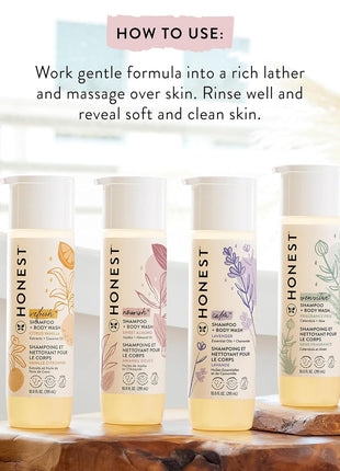 The Honest Company 2-in-1 Baby Shampoo & Body Wash, Fragrance-Free, Tear-Free, Hypoallergenic, Naturally Derived, Sensitive Skin, 10 fl oz