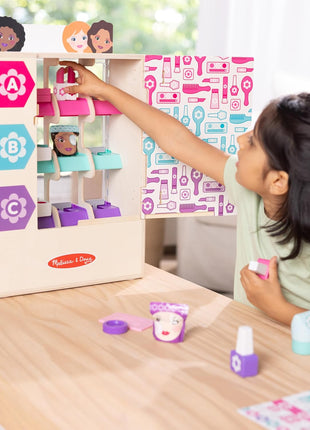 Melissa & Doug Sort, Stock, Select Beauty Kiosk Vending Machine Play Set, Pretend Makeup Wooden Toy for Boys and for Girls 3+ - FSC Certified