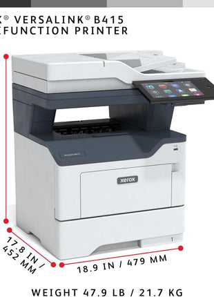 Xerox B415DN Wireless Black and White Laser All-in-One Printer | Black and White Print, Scan, Copy & Fax, 50 ppm performance, intuitive touchscreen, productivity apps