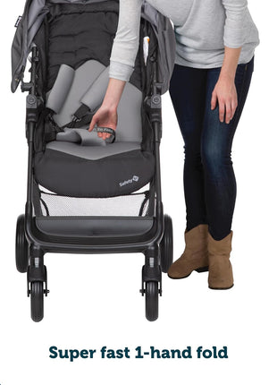 Safety 1st Smooth Ride Travel System Stroller and OnBoard FLX Infant Car Seat, Newborn to Toddler Baby Combo, Easy-Install, Large Canopy, Ample Storage, Foldable, Rear-Facing 4-30 lbs, Monument