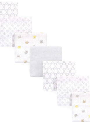 Luvable Friends Unisex Baby Cotton Flannel Receiving Blankets, Basic Elephant 7-Pack, One Size