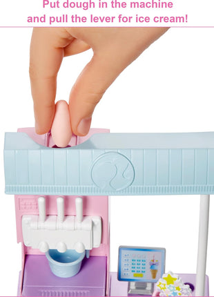 Barbie Careers Playset, Ice Cream Shop Set with Blonde Fashion Doll, Ice Cream Machine, Molds, Dough & Accessories
