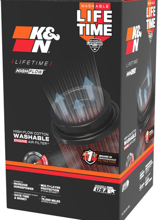 K&N High-Flow Original Lifetime Universal Clamp-On Air Filter: High Performance, Premium, Washable: Flange Diameter: 3.5 In, Filter Height: 9 In, Flange Length: 1.75 In, Shape: Round Tapered, RE-0920