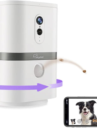 Petalk AI II Dog Camera with Auto Treat Dispenser, No Subscription Fee, 1080p HD, 180° Full-Room View 2-Way Audio, Night Vision, 2.4GHz WiFi Only