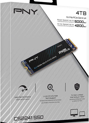PNY CS2241 4TB M.2 NVMe Gen4 x4 Internal Solid State Drive (SSD) - M280CS2241-4TB-RB