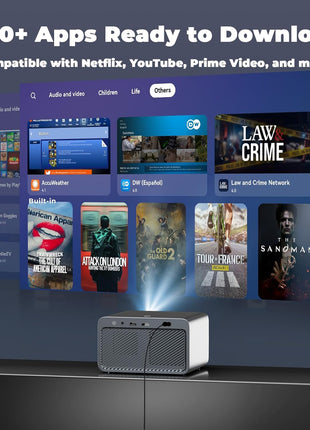 Outdoor-Portable-Projector-4K with WiFi and Bluetooth, Smart HD Movie Proyector for Home Theater, Lisowod L03Pro