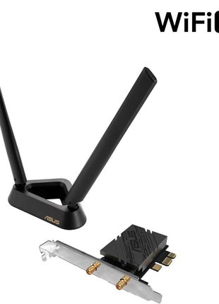 ASUS PCE-BE92BT WiFi 7 PCI-E Adapter with 2 External Antennas. Supporting 6GHz Band, 320MHz, Bluetooth 5.4, WPA3 Network Security, OFDMA and MU-MIMO, only Compatible with Intel motherboards