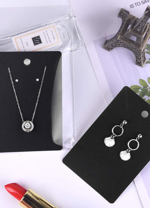MIAHART 150 Set Earring Display Card with 150 Pcs Self-Seal Bags, Earring Holder Card for Selling DIY Ear Studs, Earrings and Jewelry Display (Black)