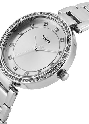 TIMEX Silver Round Dial Analog Women's Watch - TWEL18730