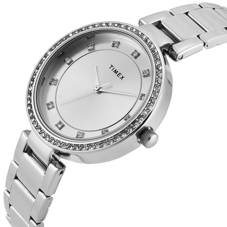 TIMEX Silver Round Dial Analog Women's Watch - TWEL18730