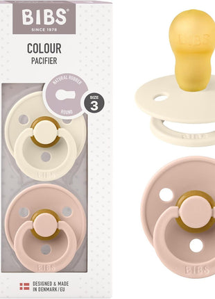 BIBS Pacifiers Colour Collection | Natural Rubber Baby Pacifier | Set of 2 BPA-Free Soothers | Made in Denmark | 0+ Months (Pack of 2) | Dusty Blue/Steel Blue