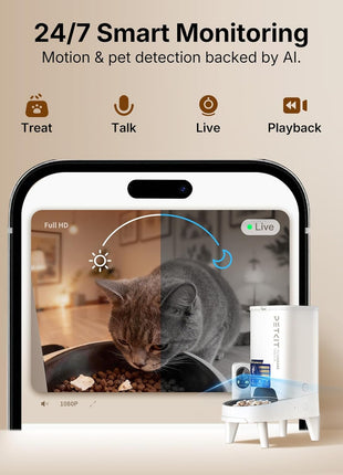 PETKIT Automatic Cat Feeder with Camera, Upgraded Multi-Cat Recognition, 2.4G&5G WiFi Pet Feeder with Freshness Preservation,3L Timed Food Dispenser with Low Food Sensor,Night Vision Motion Capturing