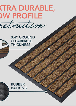 ubdyo Extra Durable Door Mat - Dirt Trapping Outdoor Welcome Mats - Non-Slip Outdoor Indoor Entrance - Low Profile Front Doormat (30 inch x 17 inch, Bright Brown)