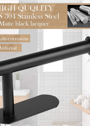 JOPOFI Toilet Paper Holder - Adhesive Toilet Paper Holder - Matte Black | Toilet Paper Holder Wall Mount for Bathroom,Stainless Steel Command Strip Toilet Paper Roll Holder Stick On Wall,No Drilling