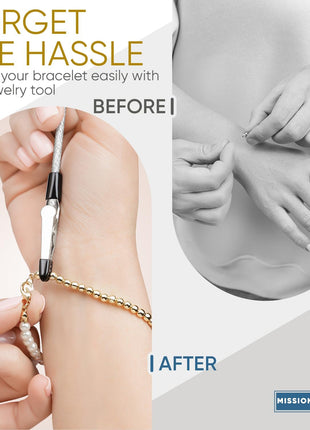Bracelet Helper Tool - Fastener Helper Tool for Bracelet, Necklace, Jewelry, Watch - Clip, Clasp Helper - Easy to Put on Yourself, Portable, Made of Metal, Silver