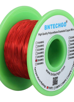 BNTECHGO 28 AWG Magnet Wire 4 oz Red Enameled Copper Wire 0.0122"(0.31mm) | 28 Gauge Enameled Copper Coil Wire Widely Used For Transformers, Inductors, Speakers, Electromagnets, Educational Experiments