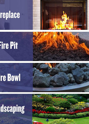 American Fire Products | Medium Lava Rock, 1/2 inch - 1 inch | Use in Fireplace, Fire Pit or Bowl | Outdoor & Indoor Volcanic Rock for Natural Gas or Propane Fires | Decorative Landscaping | 10 lb Bag