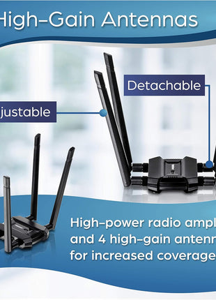 TRENDnet AC1900 High Power Dual Band Wireless USB Adapter, TEW-809UB, Stream 4K HD Video, Windows-Mac OS Compatible, NDAA & TAA Compliant, Increase Your Coverage, Detachable High Gain Antennas, Black