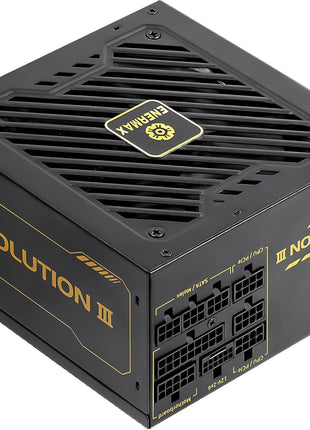 ENERMAX Revolution III 850 - Fully Modular PC Power Supply - 850 Watts - 80 Plus Gold - 600W 12V-2x6 Connector - 100% Japanese Capacitors - Sleeved Cables - 10 Year Warranty