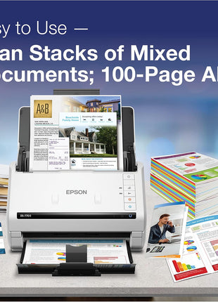 Epson DS-770 II Color Duplex Document Scanner for PC as Well as Mac with 100-page Auto Doc Feeder (ADF), Twain and ISIS Drivers