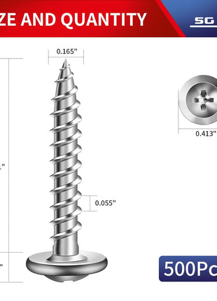 #8 x 1 Inch Wood Screw 500Pcs 410 Stainless Steel Standard Thread Truss Head Fast Self Tapping by SG TZH