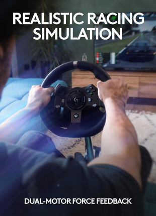 Logitech G920 Driving Force Racing Wheel and Floor Pedals, Real Force Feedback, Stainless Steel Paddle Shifters, Leather Steering Wheel Cover for Xbox Series X|S, Xbox One, PC, Mac - Black