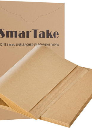 SMARTAKE 200 Pcs Parchment Paper Baking Sheets, 12x16 Inches, Non-Stick | Unbleached Pre-Cut Greaseproof Baking Parchment, Oven Safe up to 450°F, for Grilling Frying Steaming Bread Cup Cake Cookies