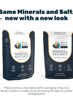 Baja Gold Signature Mineral Sea Salt - Recommended by Gary Brecka - Organic Natural Grain Salt for Cooking & Baking | Authentic Baja Salt | Ideal for All Culinary Creations | 1 lb. Resealable Bag, 300+ Servings
