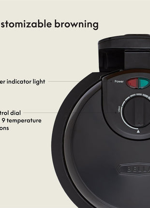 BELLA Classic Rotating Belgian Waffle Maker with Nonstick Plates, Removable Drip Tray, Adjustable Browning Control and Cool Touch Handles, Black